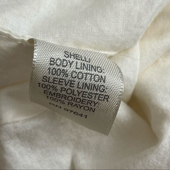 J. Jill Cream Cotton Floral Embroidered Longline Jacket M - Picture 6 of 6